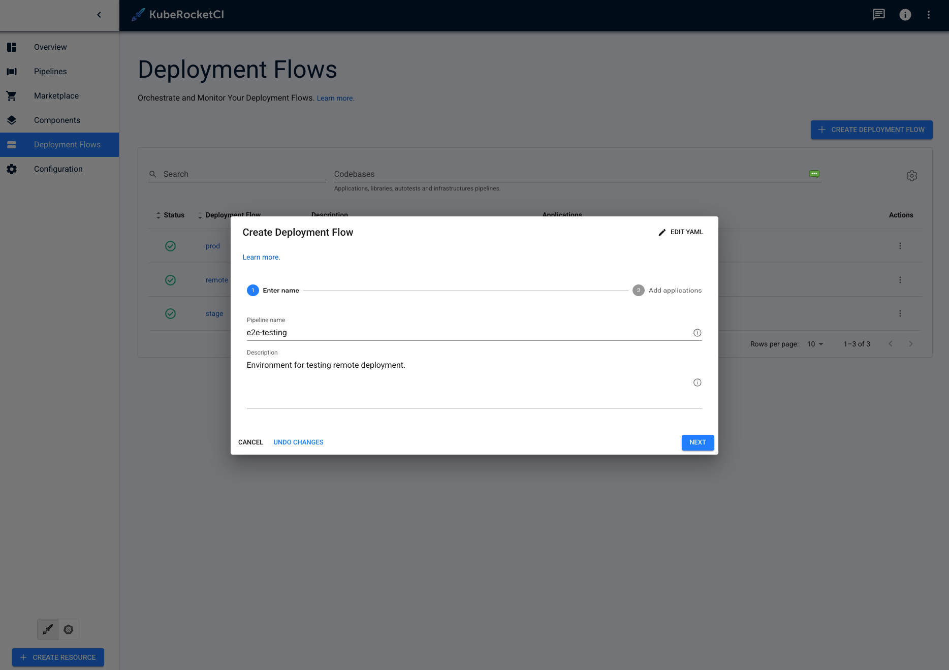 Create deployment flow