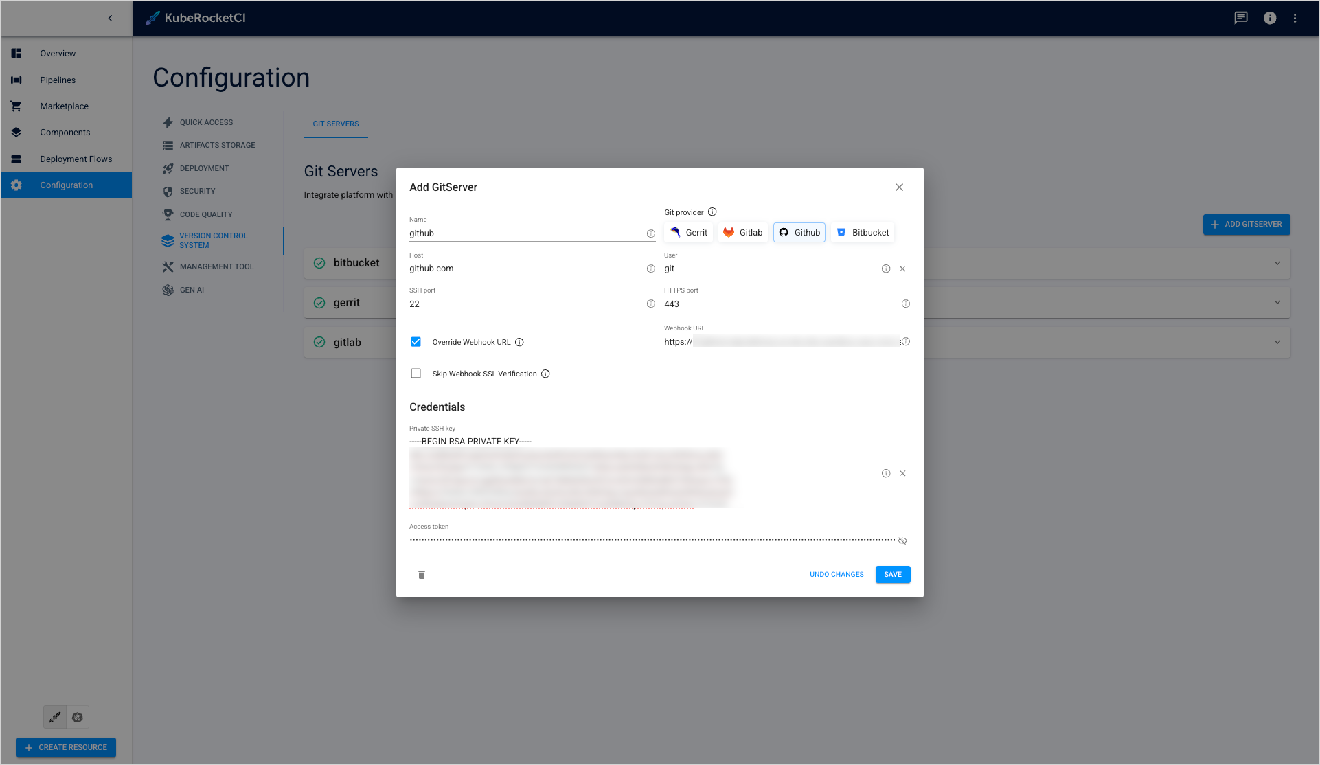 VCS Integration in KubeRocketCI portal
