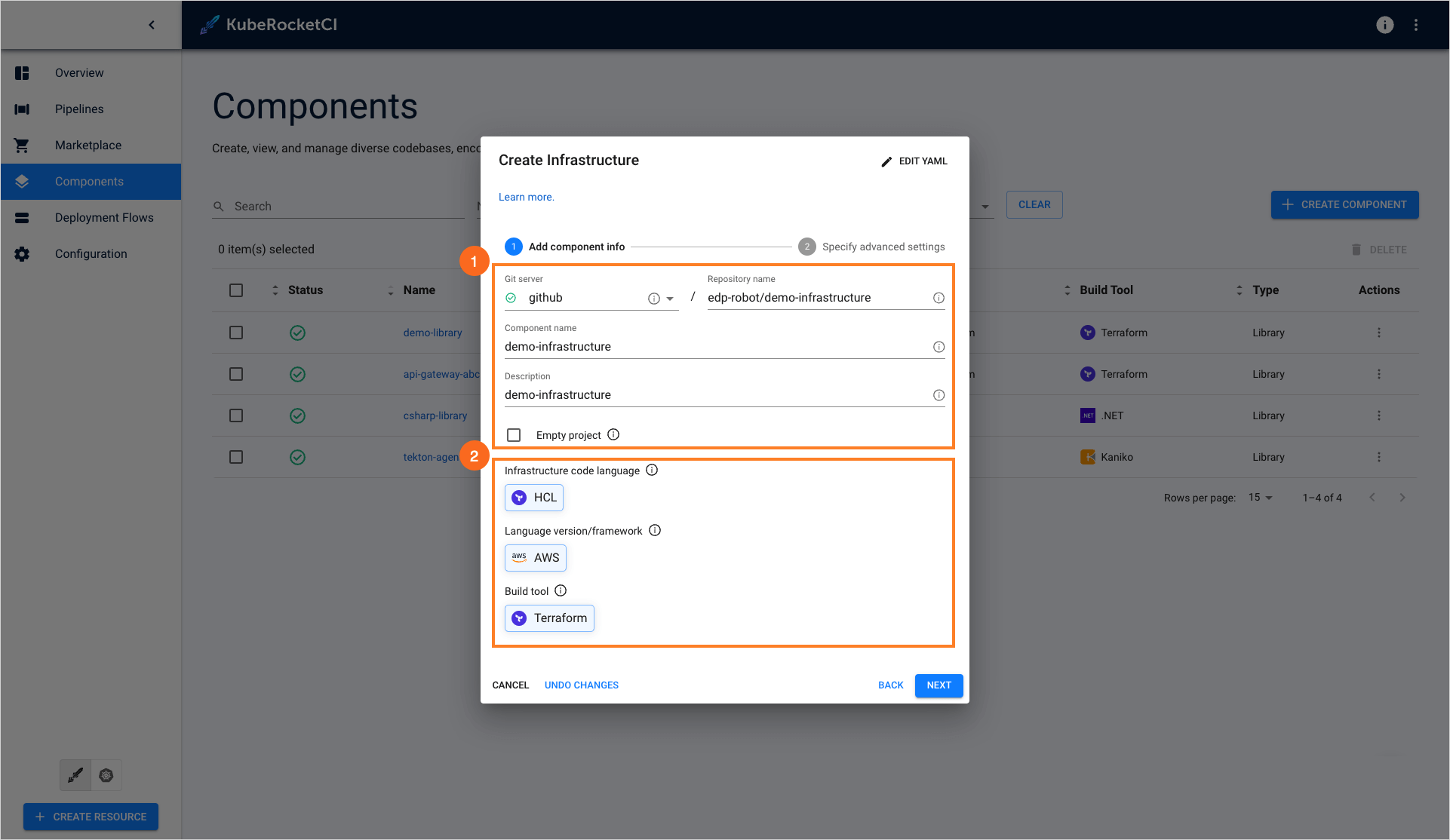 Create infrastructure