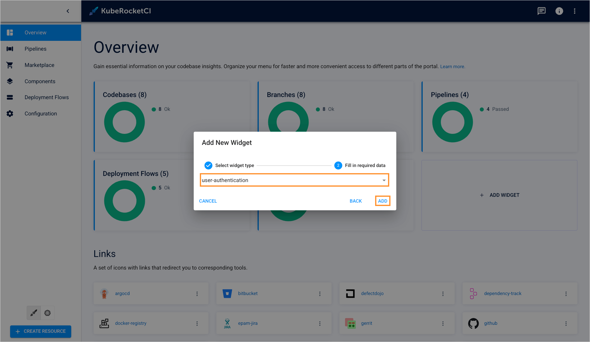 Select application to track